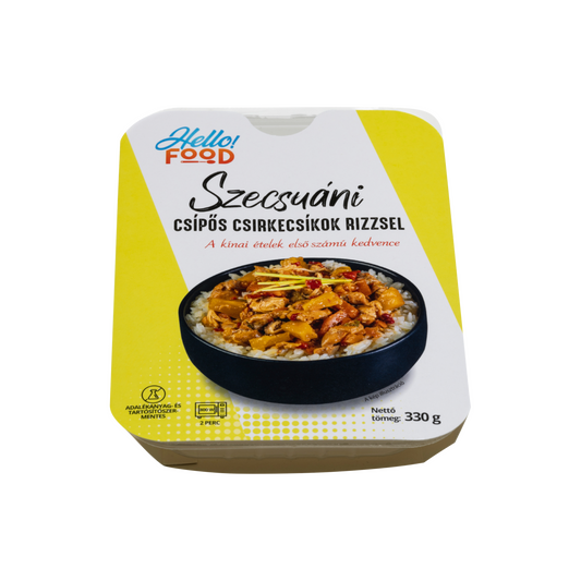 Hello Food szecsuáni csípős csirkecsíkok rizzsel 330 g
