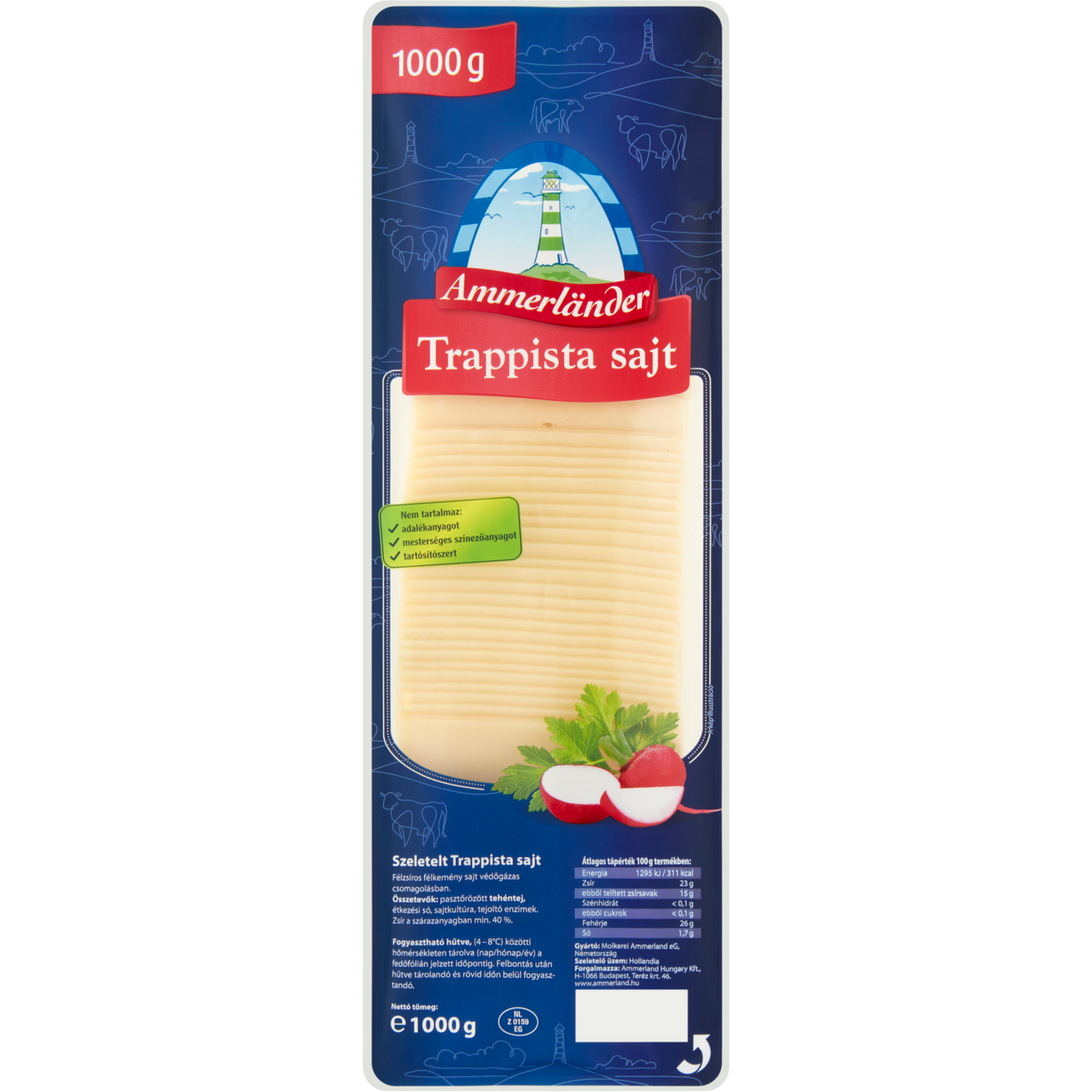 Ammerländer szeletelt trappista sajt 1000 g