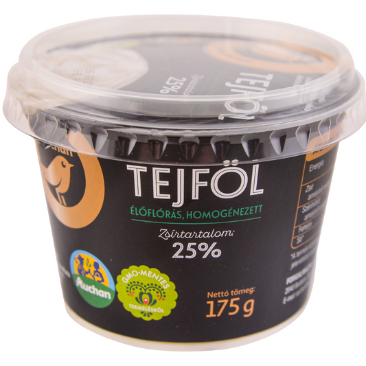 Auchan Collection Gazdától az asztalig Élőflórás tejföl 25% zsírtartalommal 175 g