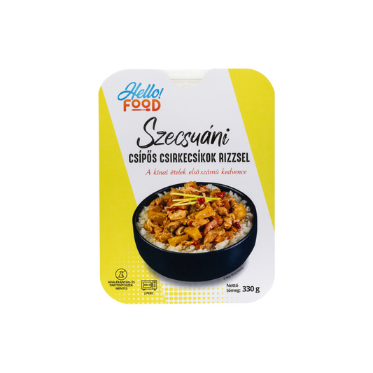 Hello Food szecsuáni csípős csirkecsíkok rizzsel 330 g
