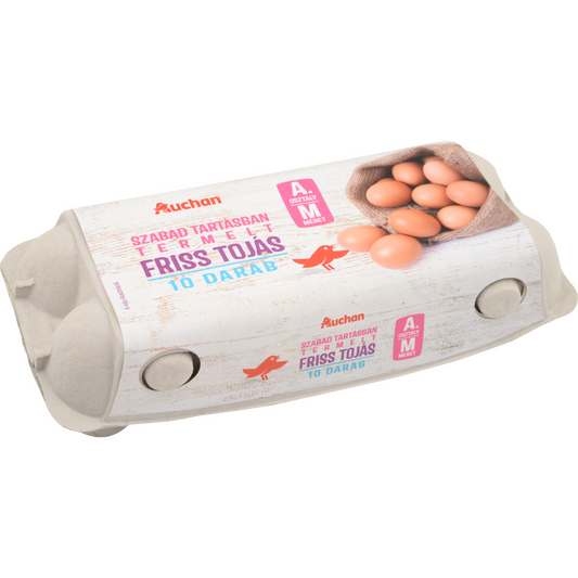 Auchan Kedvenc szabad tartású tojás A osztály M méret 10 db
