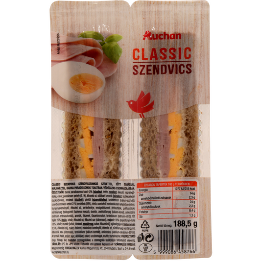 Auchan Kedvenc Classic szendvics sajt-sonka 188,5 g