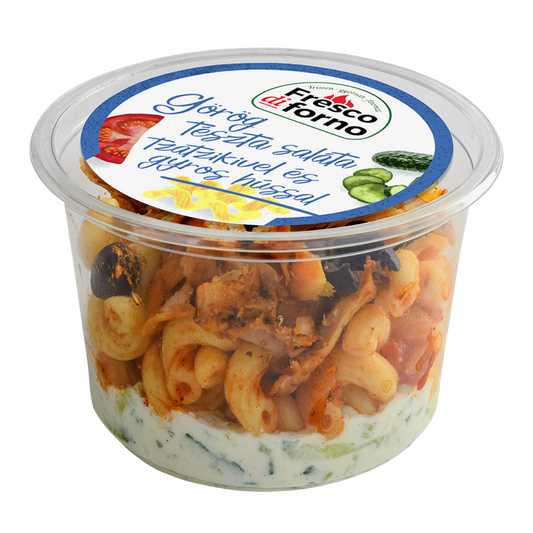 Görög tészta saláta tzatzikivel és gyros hússal 220g